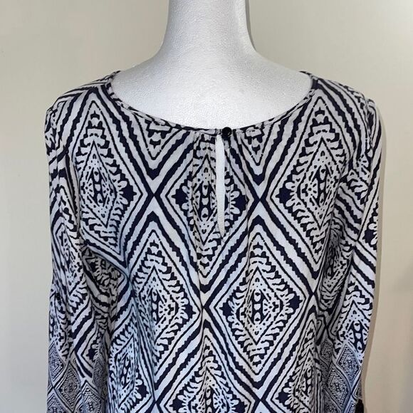 Fun2fun Women's 3/4 Sleeve Top Blouse Bohemian Geometric Tunic Black Size Medium - Picture 11 of 11